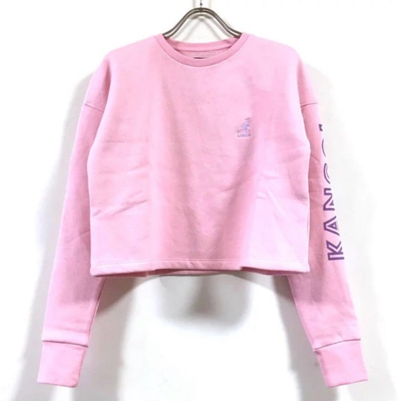 Kangol pink cropped crewneck sweater